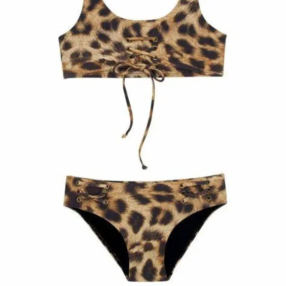 Jungle Lace Up Girls Bikini - Picture 1 of 2